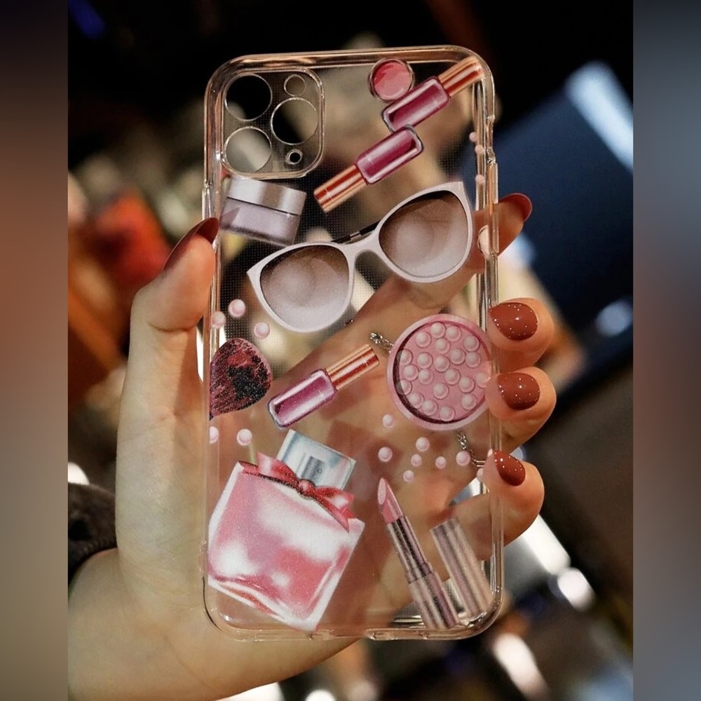 💖NEW!! Lipstick💄& Perfume Clear iPhone Case